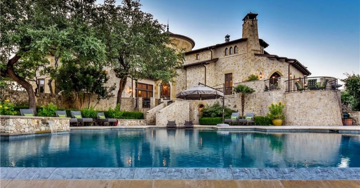 2401 Portofino Ridge Drive in Austin Texas Whimsical Castle exterior pool