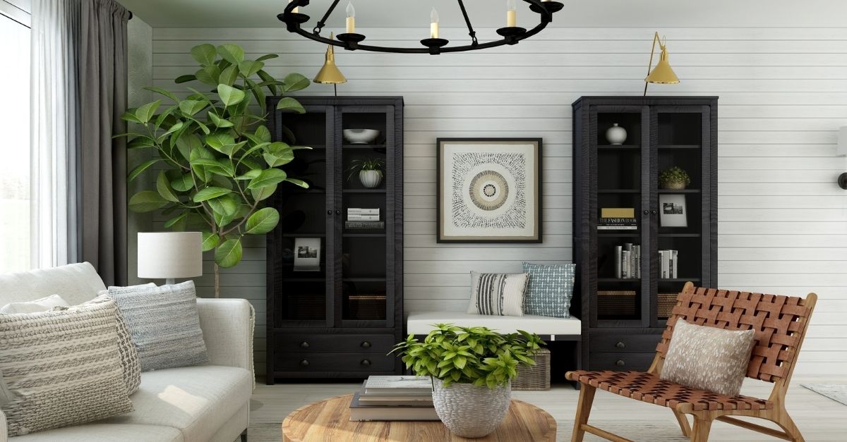 What are common features of a modern farmhouse style home?