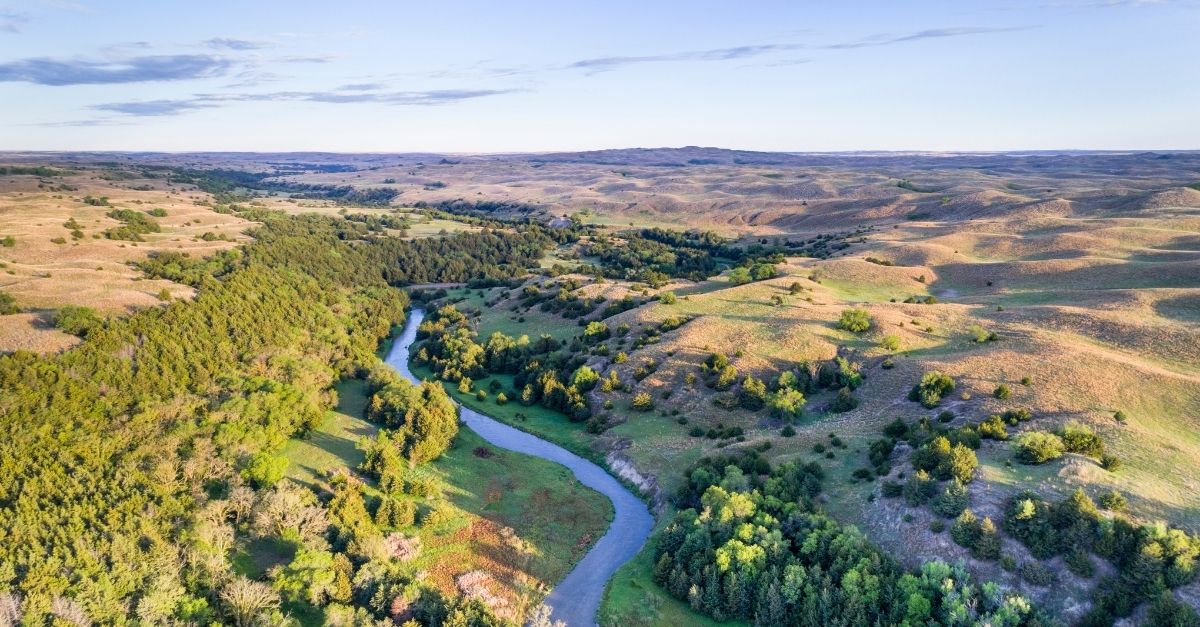 Aerial view of the Dismal river in Nebraska