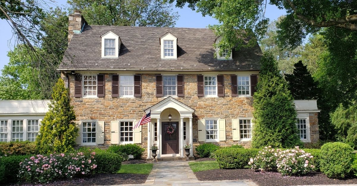 Colonial house with shutters