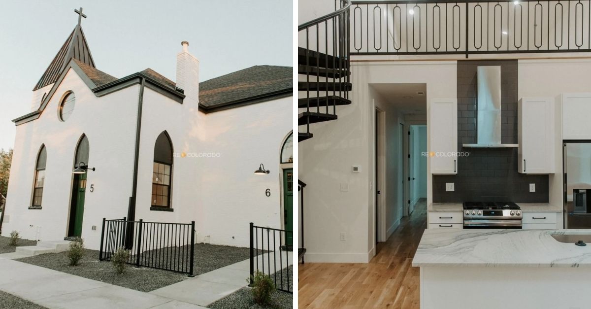 White church turned townhome development with six units