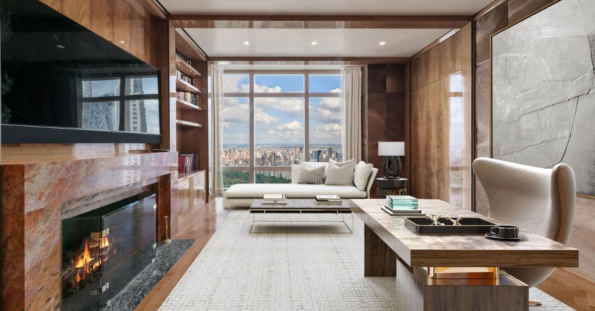 Wood paneled library