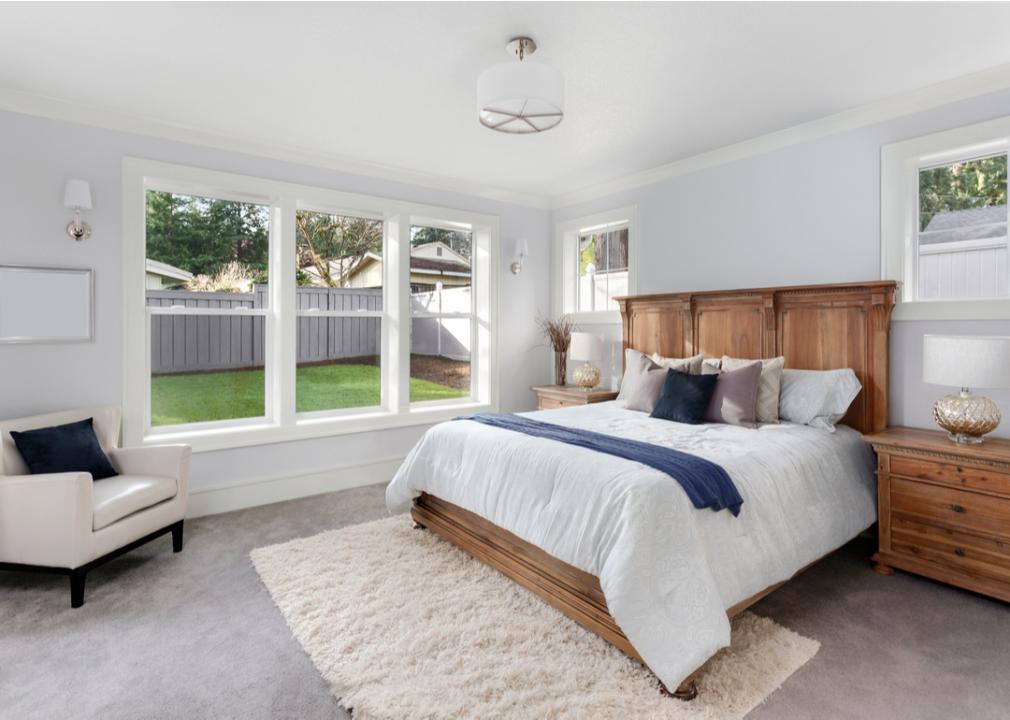 Bedroom with wood furniture
