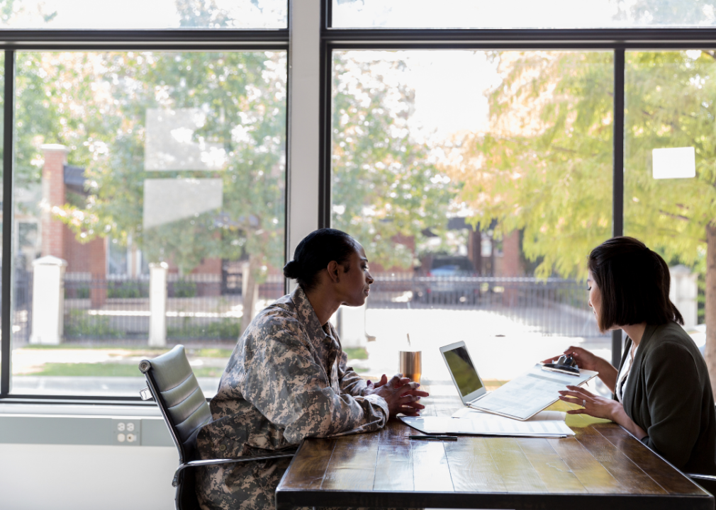 Two people at a desk