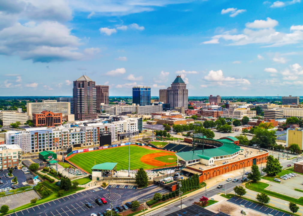 Aerial view of Greensboro, North Carolina.