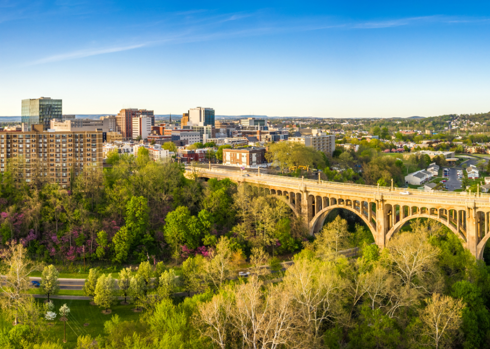 Aerial view of Allentown, Pennsylvania.