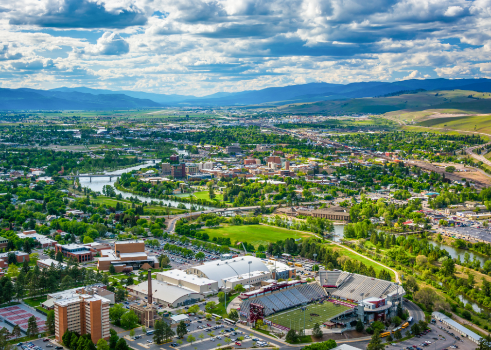 Aerial view of Missoula, Montana.